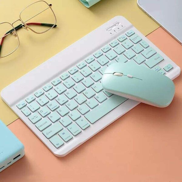 Candy Color Wireless Keyboard and Mouse Combo Portable Design for iPad and Mobile (1) Candy color wireless keyboard
