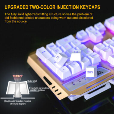 White 104-key wired gaming keyboard