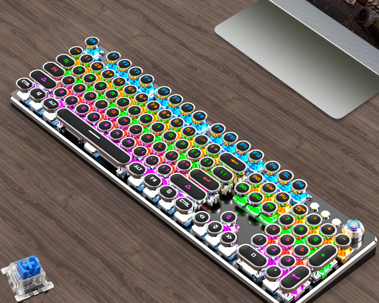 Retro electroplating punk wired mechanical keyboard