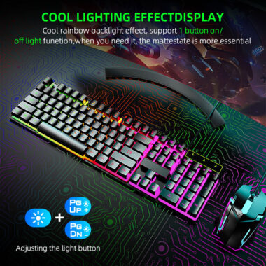 USB wired 104 key RGB backlit gaming keyboard