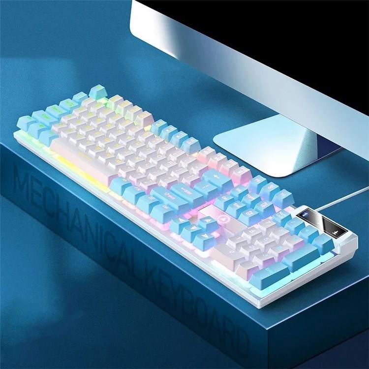 wired gaming keyboard with backlit ambient lighting